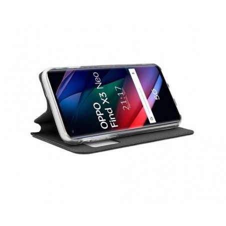 Funda Libro Soporte con Ventana para Oppo Find X3 Neo 5G color Negra