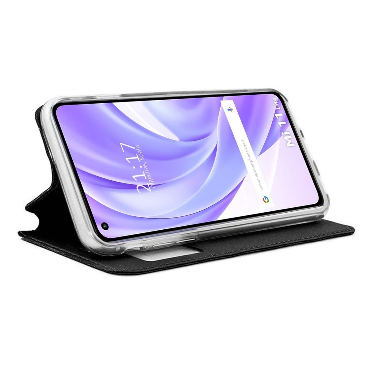Funda Libro Soporte con Ventana para Xiaomi Mi 11 Lite 4G / 5G / 5G NE color Negra