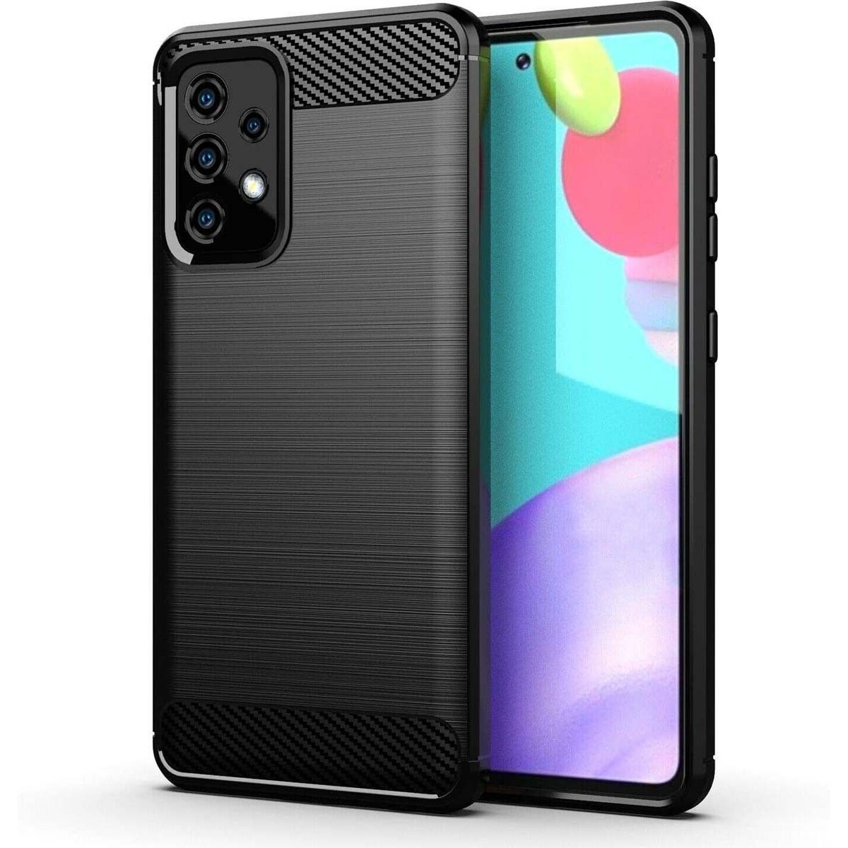Funda Gel Tpu Tipo Carbon Negra para Samsung Galaxy A52 / A52 5G / A52s 5G