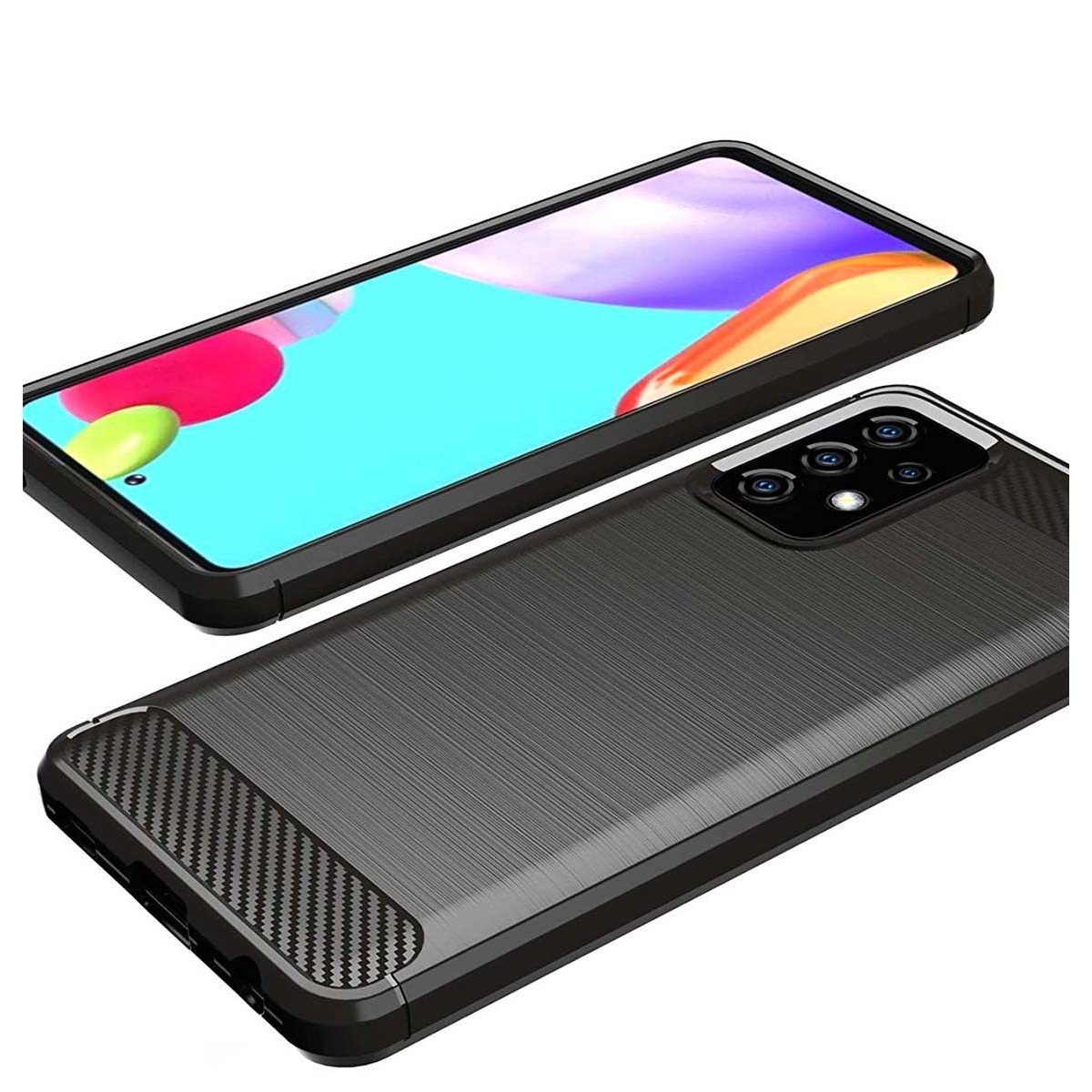 Funda Gel Tpu Tipo Carbon Negra para Samsung Galaxy A52 / A52 5G / A52s 5G