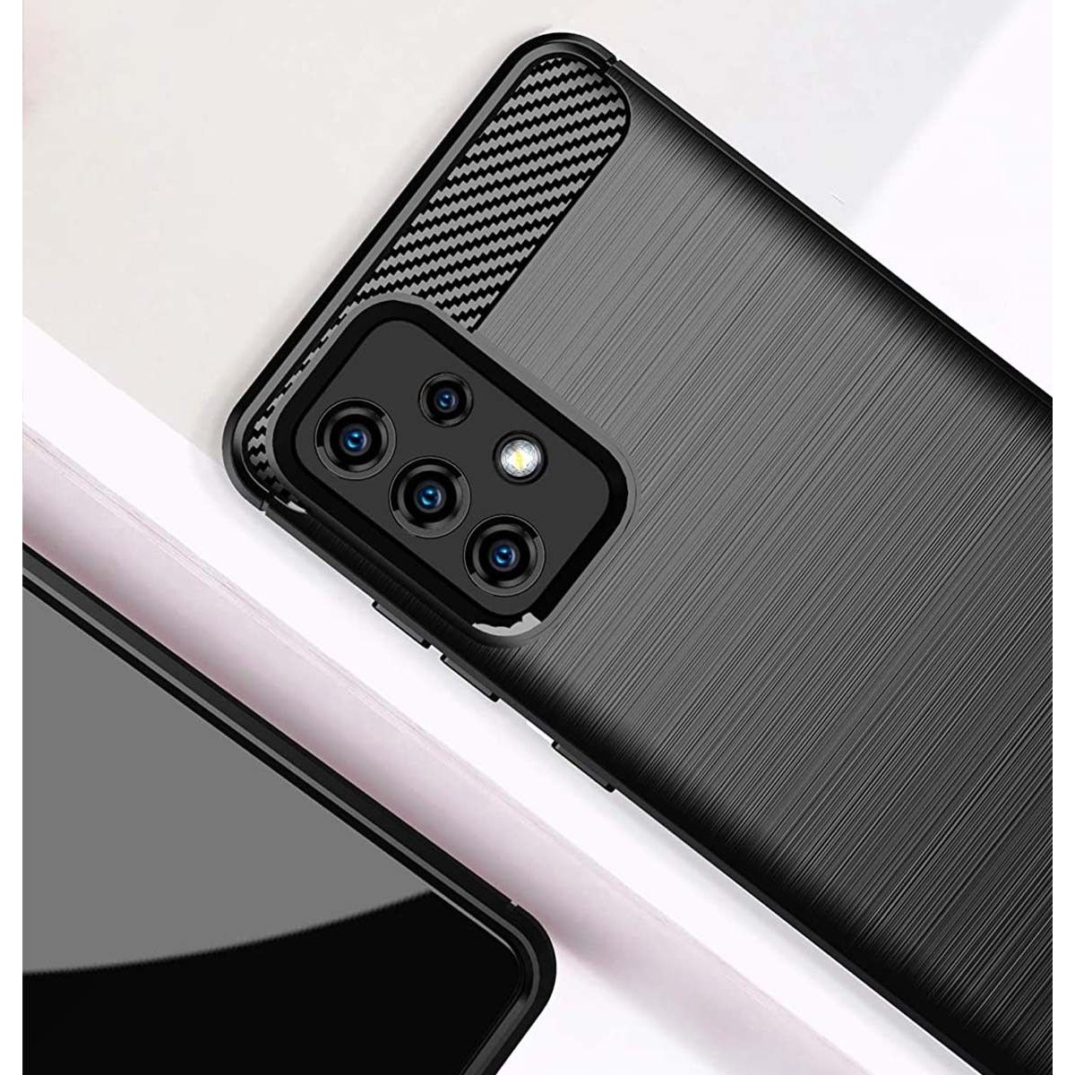 Funda Gel Tpu Tipo Carbon Negra para Samsung Galaxy A52 / A52 5G / A52s 5G