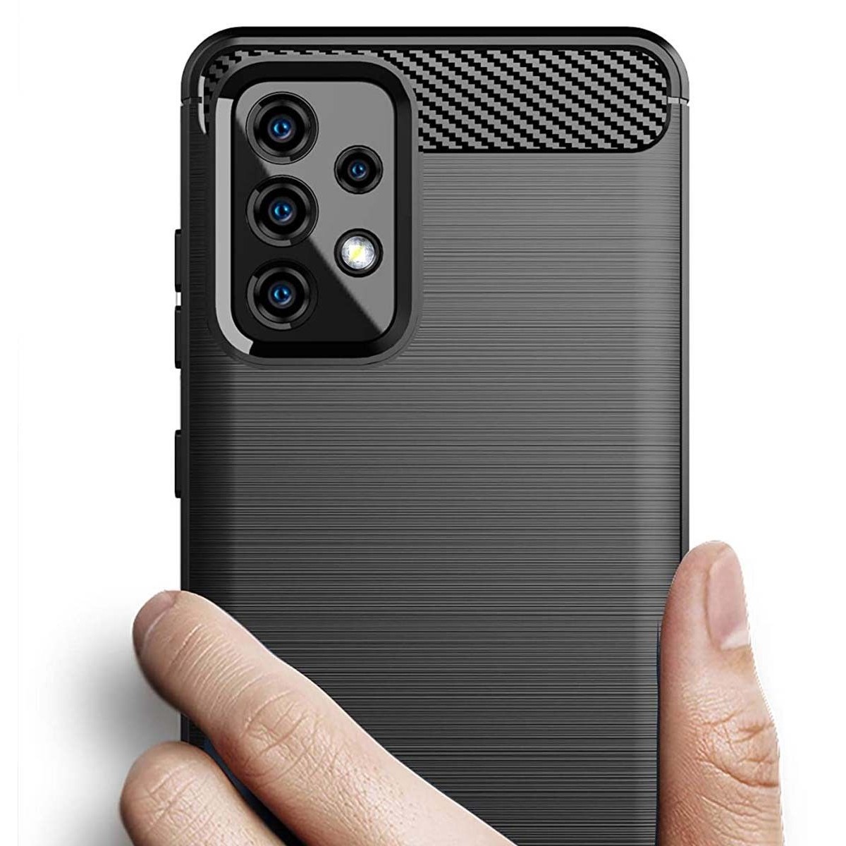 Funda Gel Tpu Tipo Carbon Negra para Samsung Galaxy A52 / A52 5G / A52s 5G