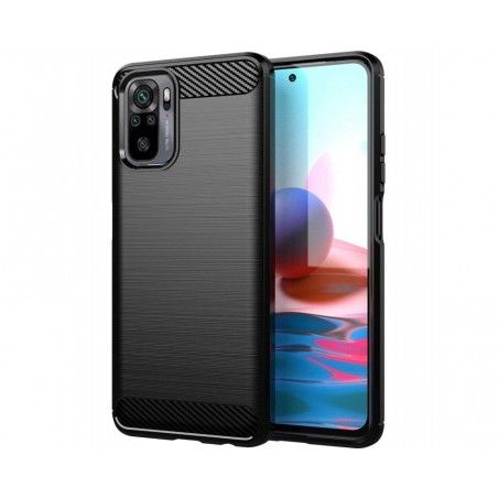Funda Gel Tpu Tipo Carbon Negra para Xiaomi Redmi Note 10 / 10S
