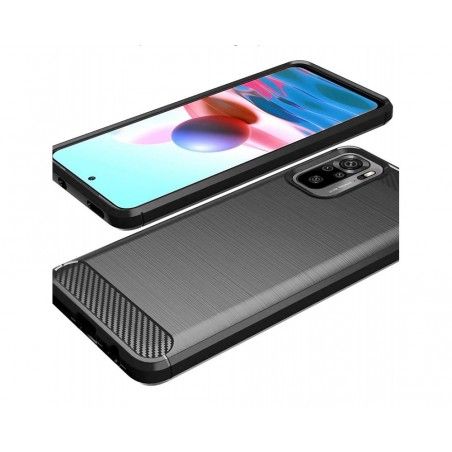 Funda Gel Tpu Tipo Carbon Negra para Xiaomi Redmi Note 10 / 10S