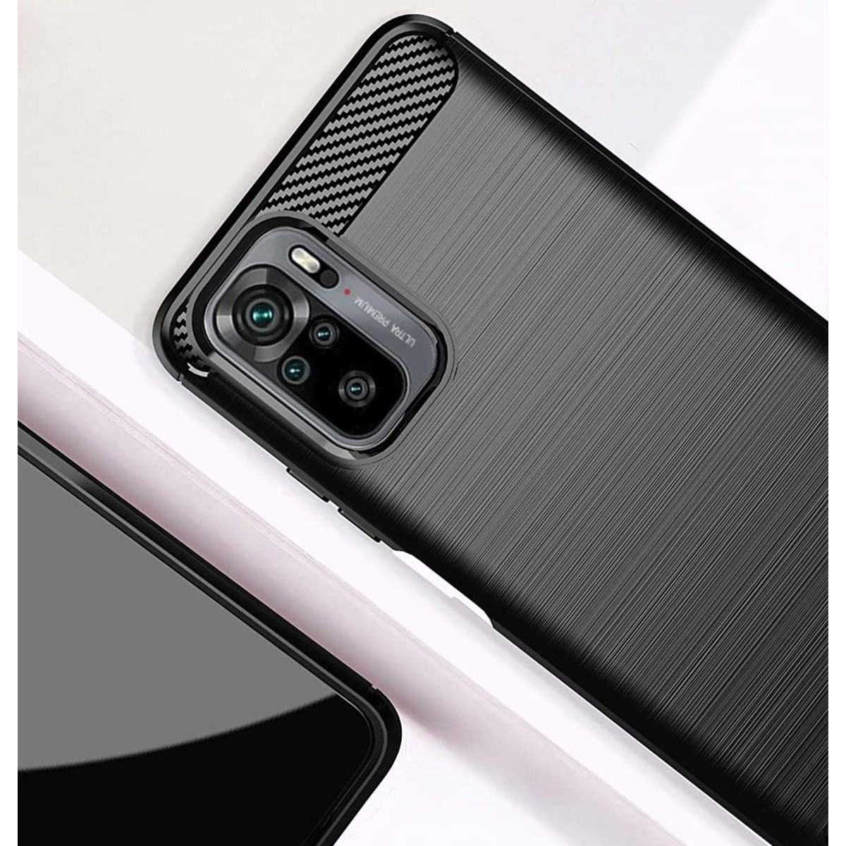Funda Gel Tpu Tipo Carbon Negra para Xiaomi Redmi Note 10 / 10S
