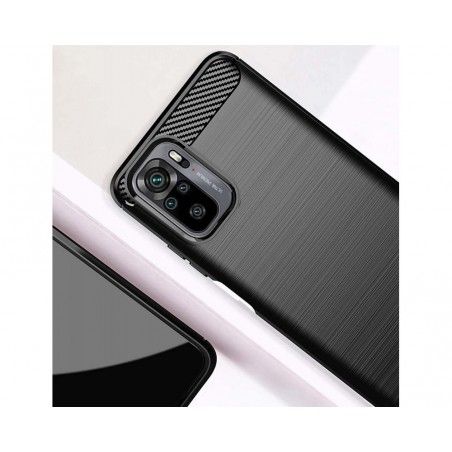 Funda Gel Tpu Tipo Carbon Negra para Xiaomi Redmi Note 10 / 10S