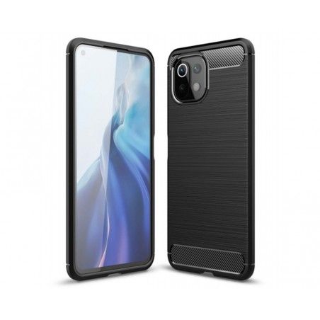 Funda Gel Tpu Tipo Carbon Negra para Xiaomi Mi 11 Lite 4G / 5G / 5G NE