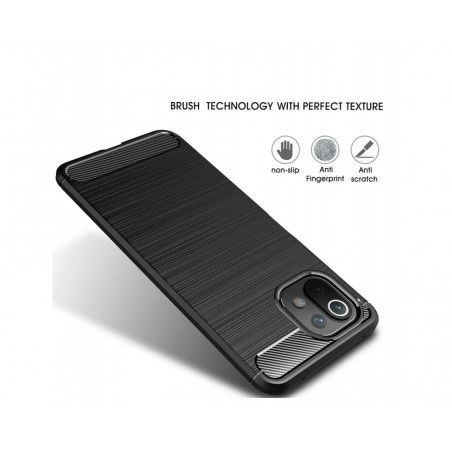 Funda Gel Tpu Tipo Carbon Negra para Xiaomi Mi 11 Lite 4G / 5G / 5G NE