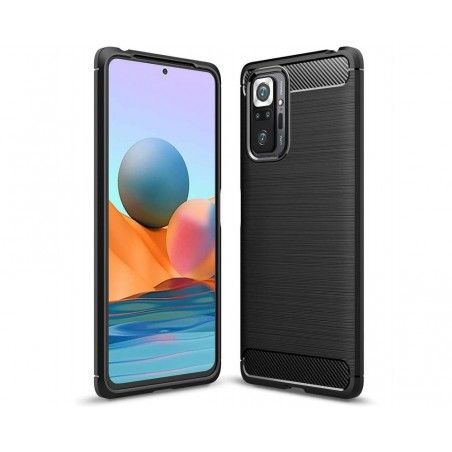 Funda Gel Tpu Tipo Carbon Negra para Xiaomi Redmi Note 10 Pro