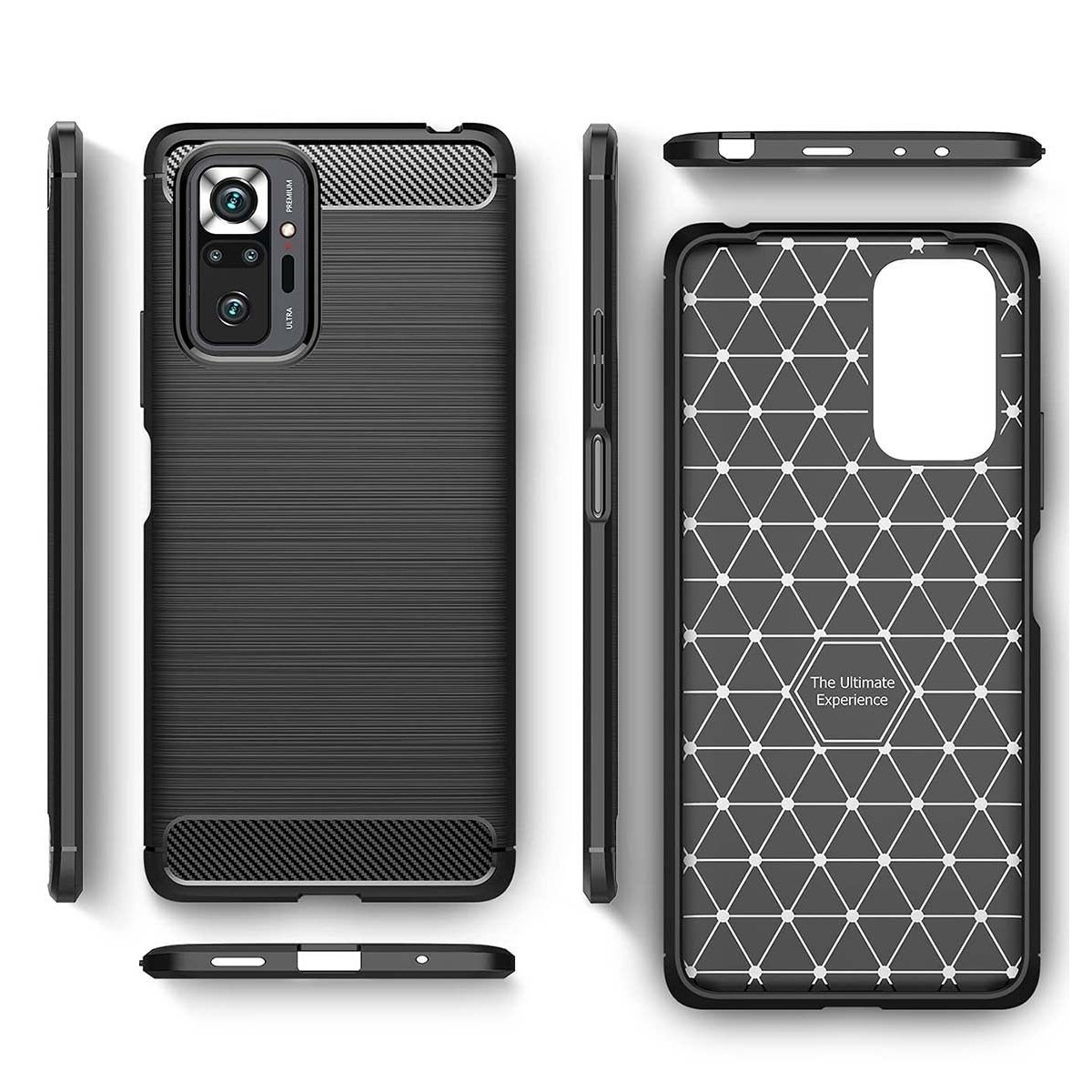 Funda Gel Tpu Tipo Carbon Negra para Xiaomi Redmi Note 10 Pro
