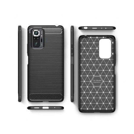 Funda Gel Tpu Tipo Carbon Negra para Xiaomi Redmi Note 10 Pro