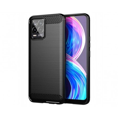Funda Gel Tpu Tipo Carbon Negra para Realme 8 4G / 8 Pro