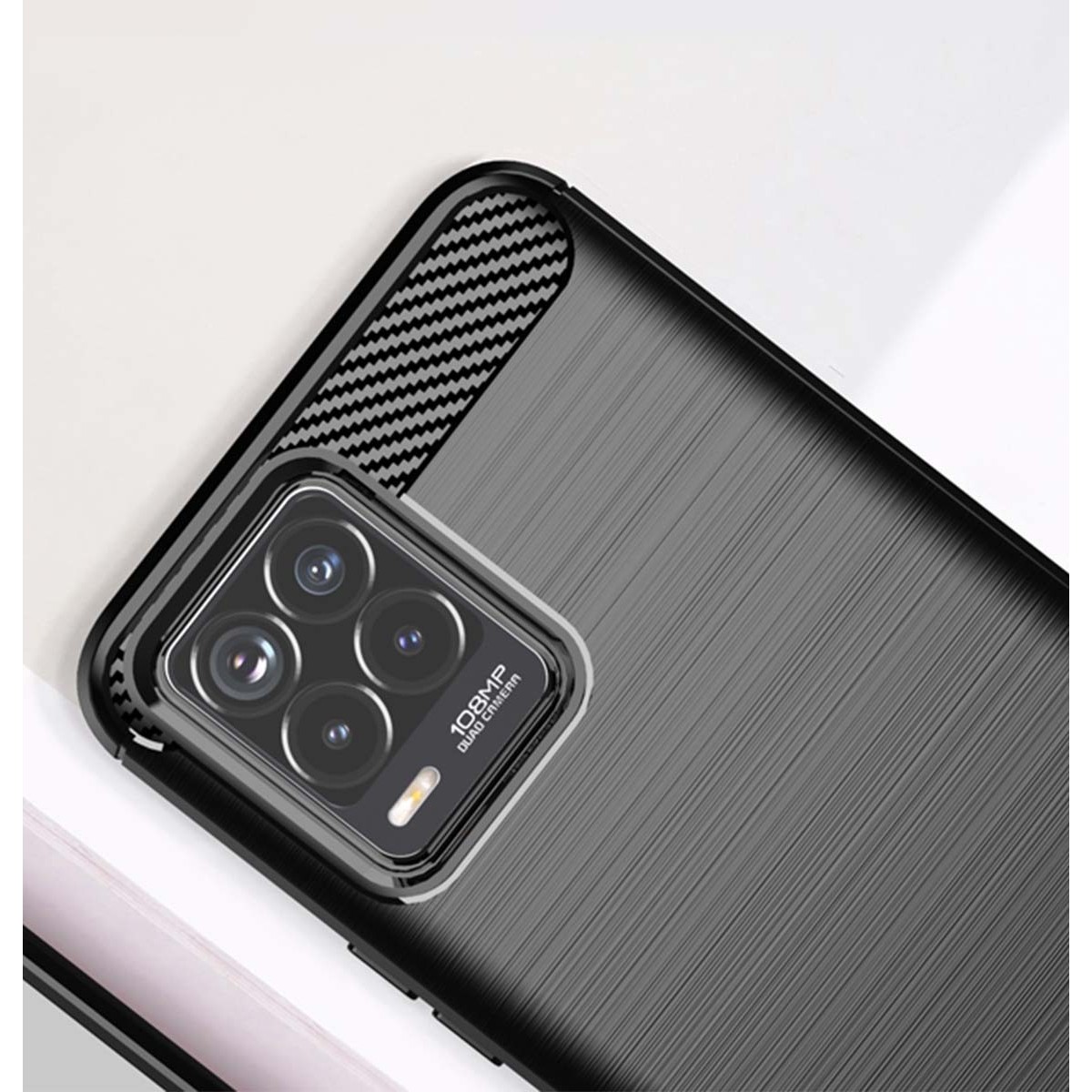 Funda Gel Tpu Tipo Carbon Negra para Realme 8 4G / 8 Pro