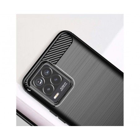 Funda Gel Tpu Tipo Carbon Negra para Realme 8 4G / 8 Pro