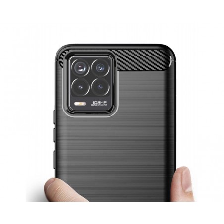 Funda Gel Tpu Tipo Carbon Negra para Realme 8 4G / 8 Pro