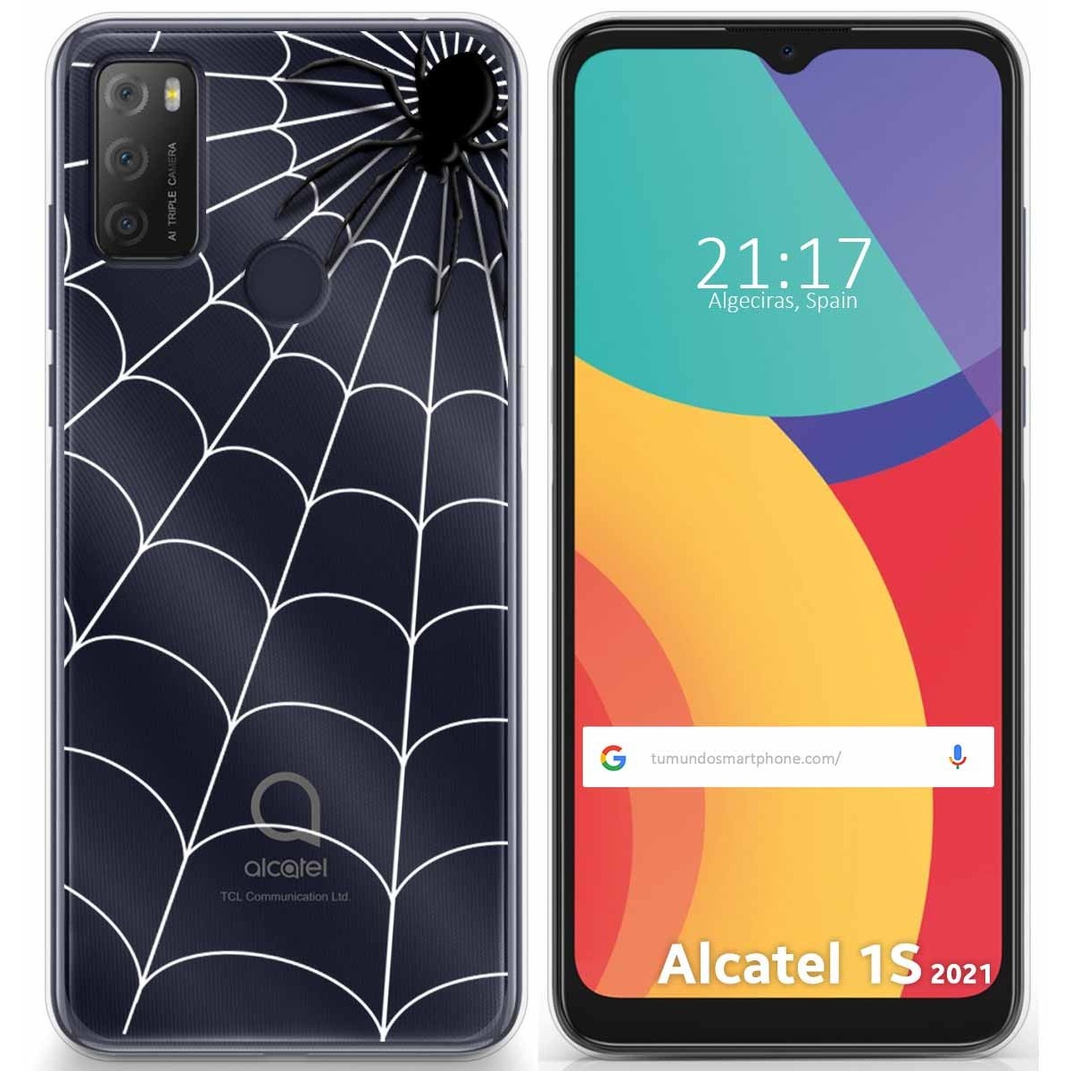 Funda Gel Transparente para Alcatel 1S 2021 / 3L 2021 diseño Araña Dibujos