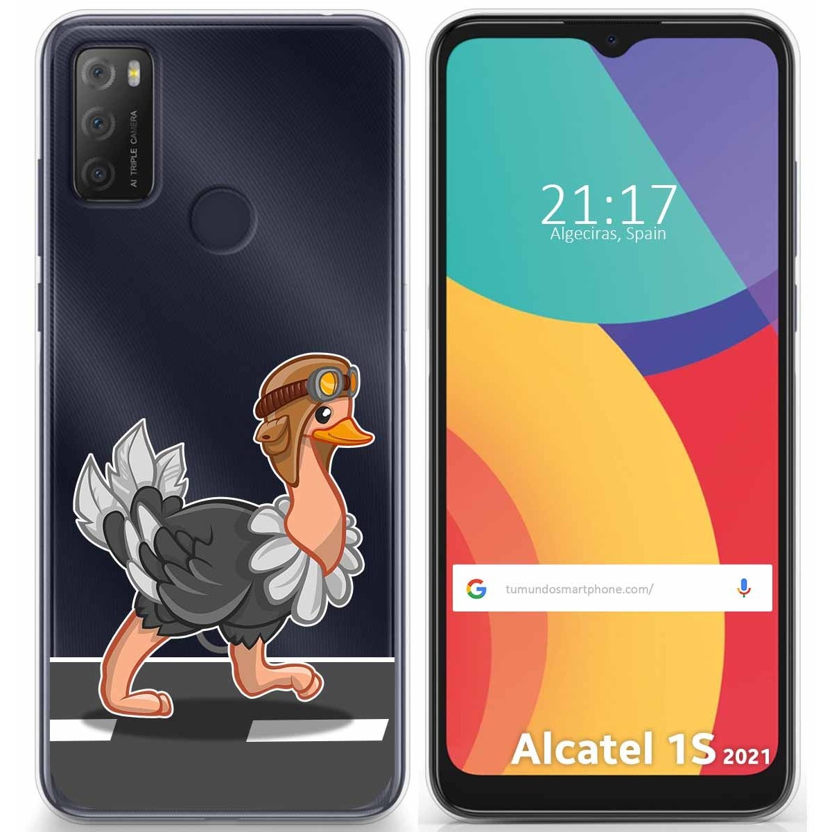Funda Gel Transparente para Alcatel 1S 2021 / 3L 2021 diseño Avestruz Dibujos
