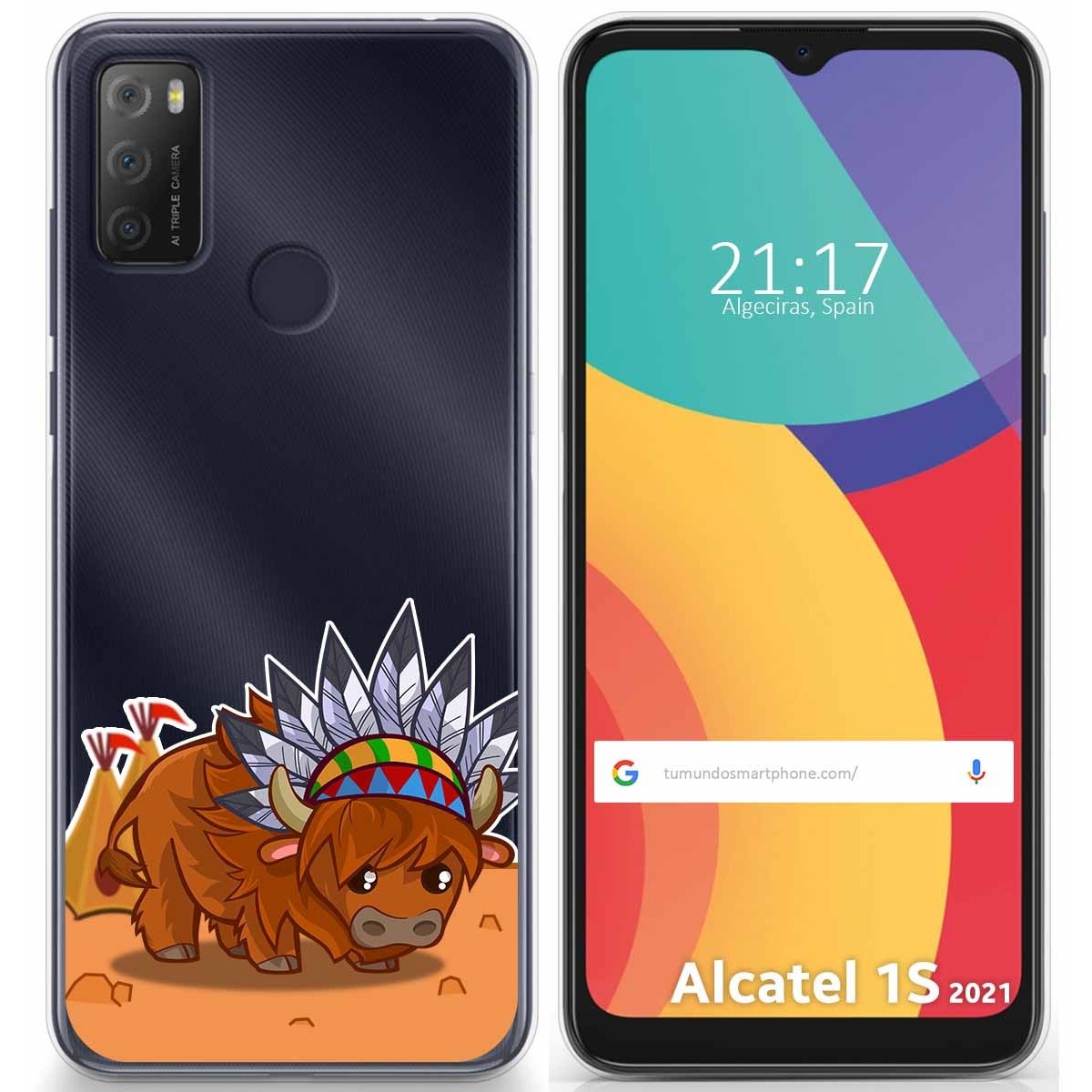 Funda Gel Transparente para Alcatel 1S 2021 / 3L 2021 diseño Bufalo Dibujos