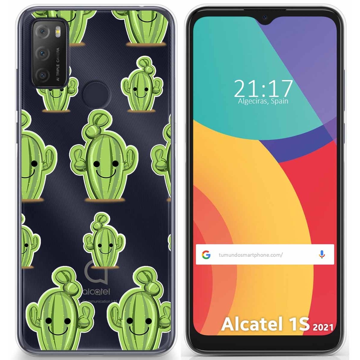 Funda Gel Transparente para Alcatel 1S 2021 / 3L 2021 diseño Cactus Dibujos