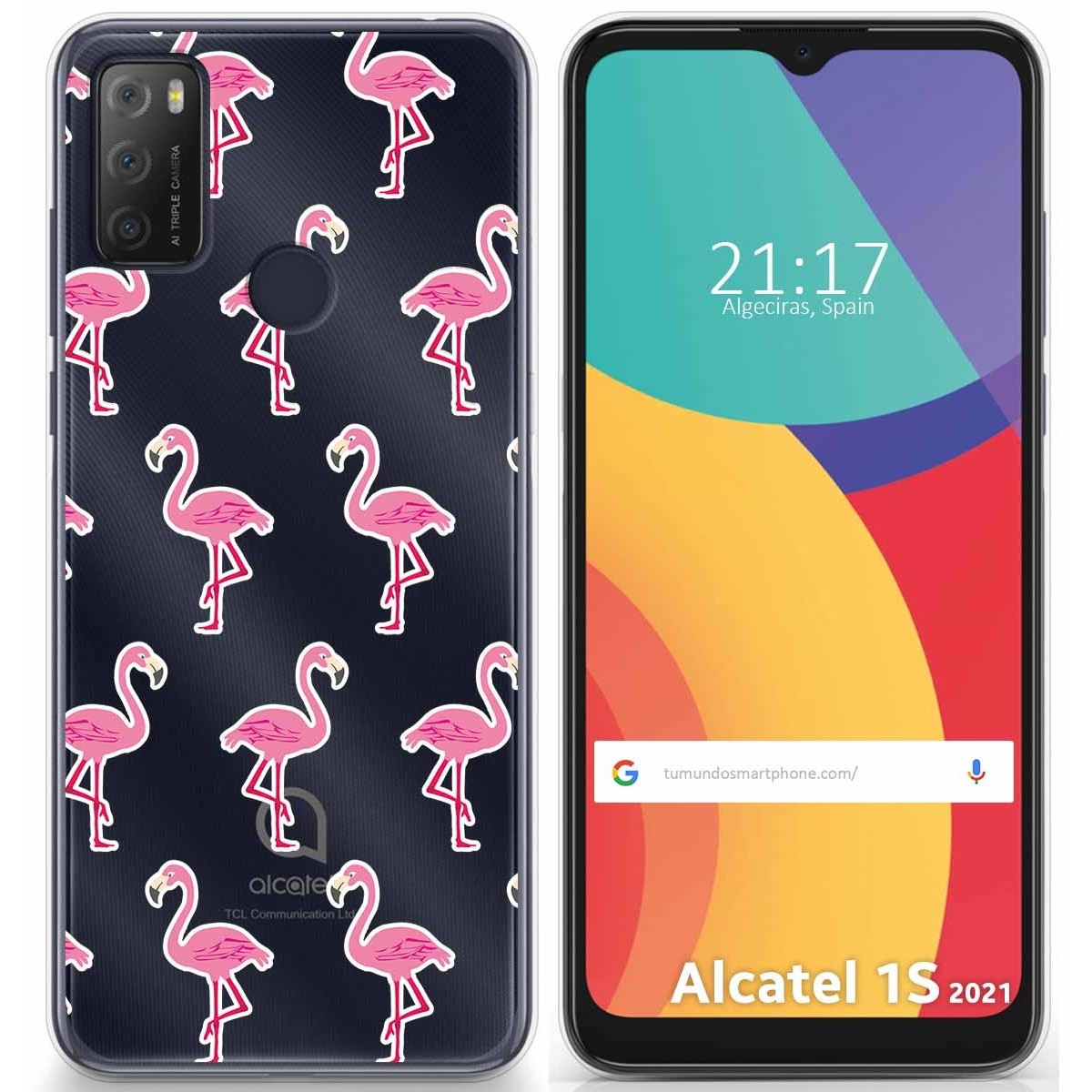 Funda Gel Transparente para Alcatel 1S 2021 / 3L 2021 diseño Flamenco Dibujos