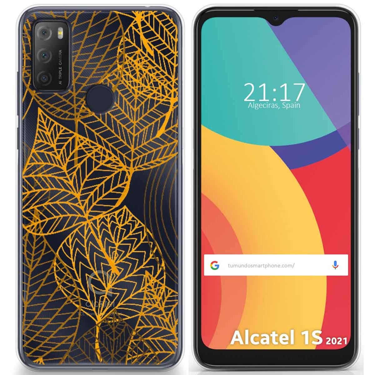 Funda Gel Transparente para Alcatel 1S 2021 / 3L 2021 diseño Hojas Dibujos