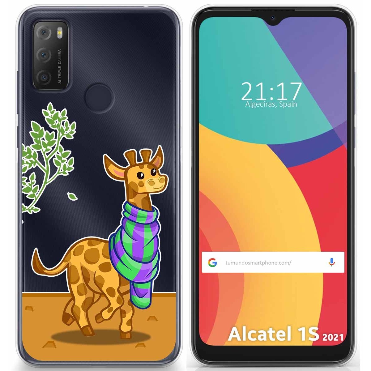 Funda Gel Transparente para Alcatel 1S 2021 / 3L 2021 diseño Jirafa Dibujos