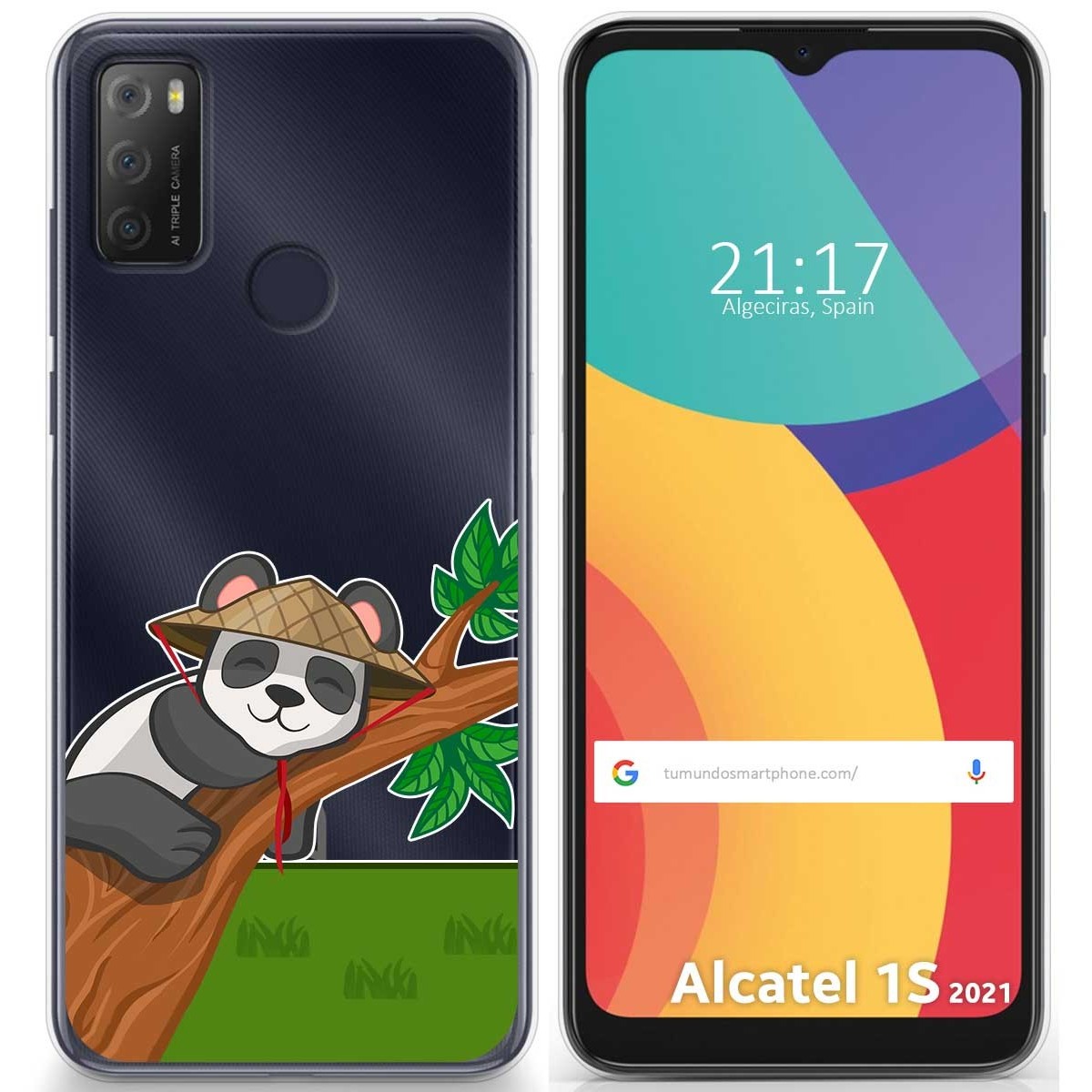 Funda Gel Transparente para Alcatel 1S 2021 / 3L 2021 diseño Panda Dibujos