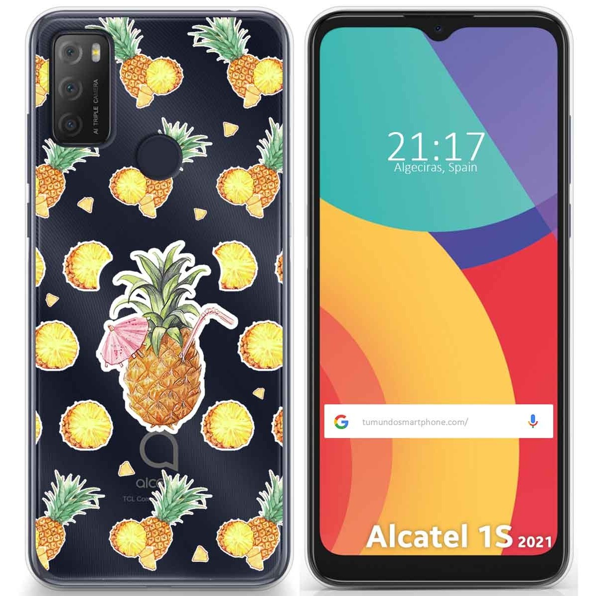 Funda Gel Transparente para Alcatel 1S 2021 / 3L 2021 diseño Piña Dibujos
