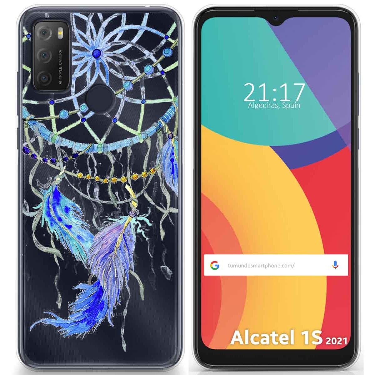 Funda Gel Transparente para Alcatel 1S 2021 / 3L 2021 diseño Plumas Dibujos