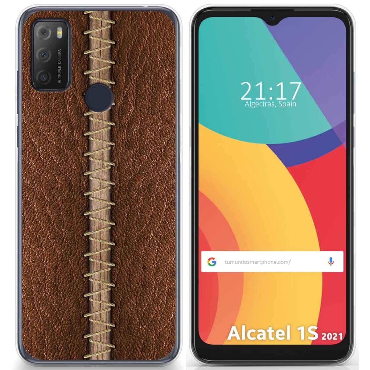 Funda Gel Tpu para Alcatel 1S 2021 / 3L 2021 diseño Cuero 01 Dibujos
