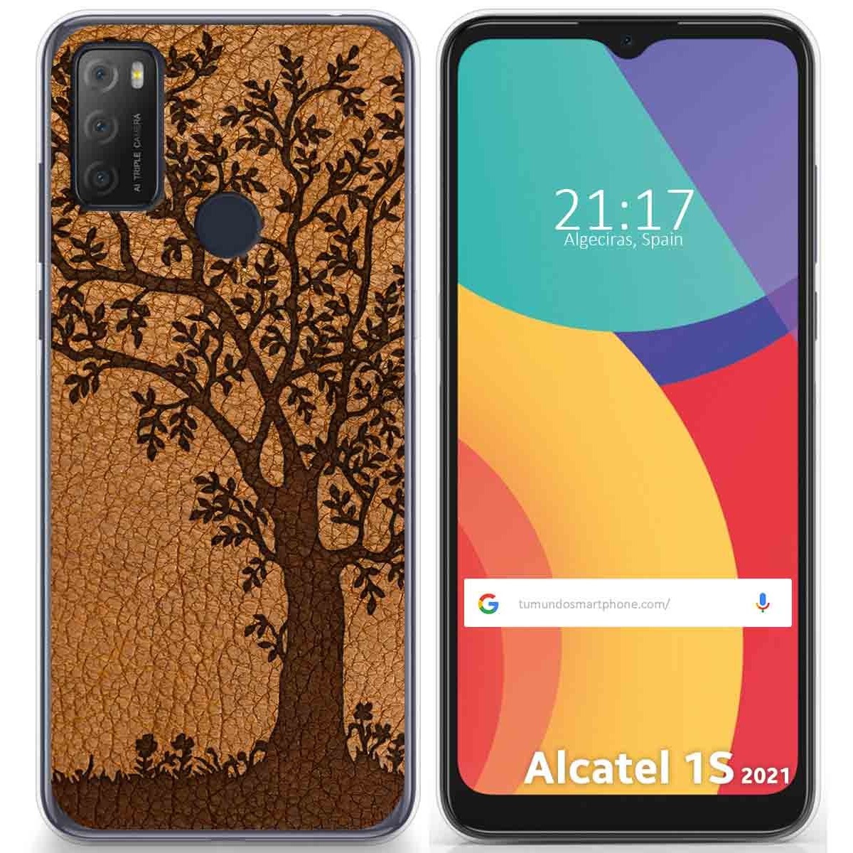 Funda Gel Tpu para Alcatel 1S 2021 / 3L 2021 diseño Cuero 03 Dibujos