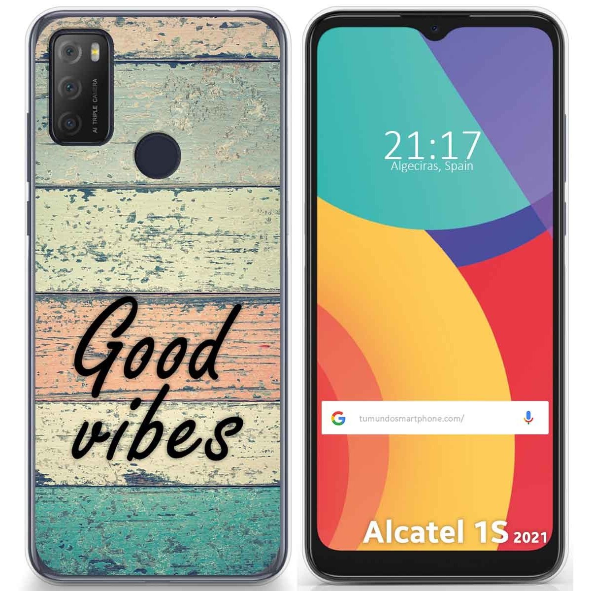 Funda Gel Tpu para Alcatel 1S 2021 / 3L 2021 diseño Madera 01 Dibujos
