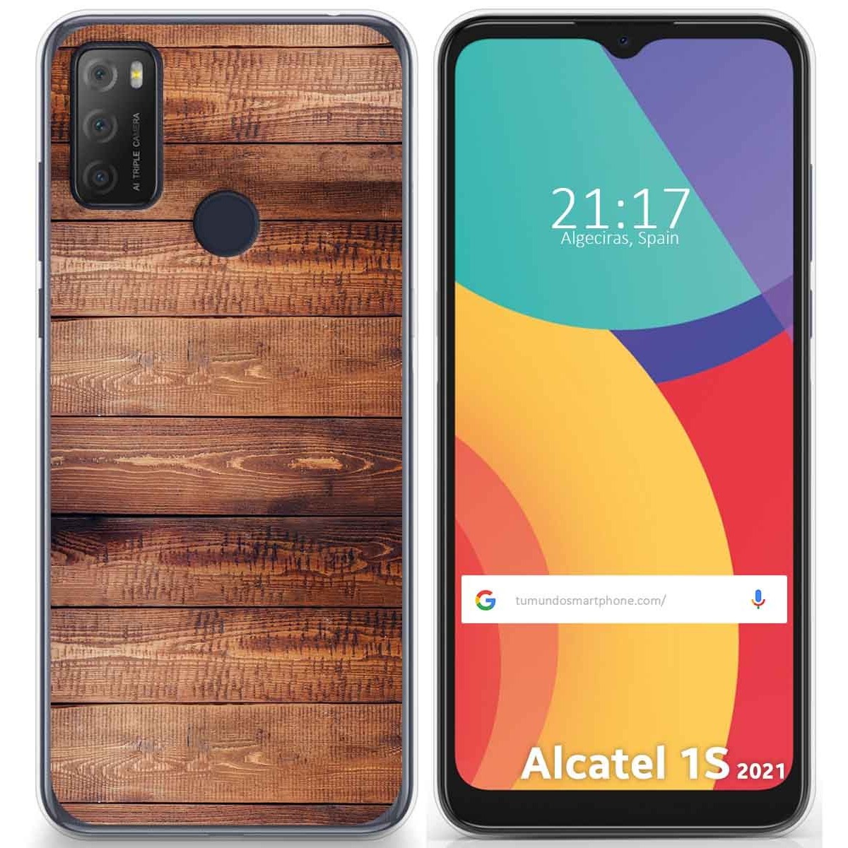 Funda Gel Tpu para Alcatel 1S 2021 / 3L 2021 diseño Madera 02 Dibujos