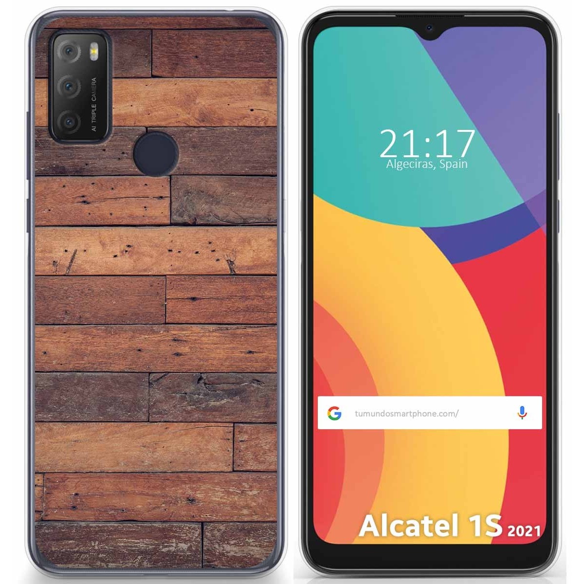 Funda Gel Tpu para Alcatel 1S 2021 / 3L 2021 diseño Madera 03 Dibujos