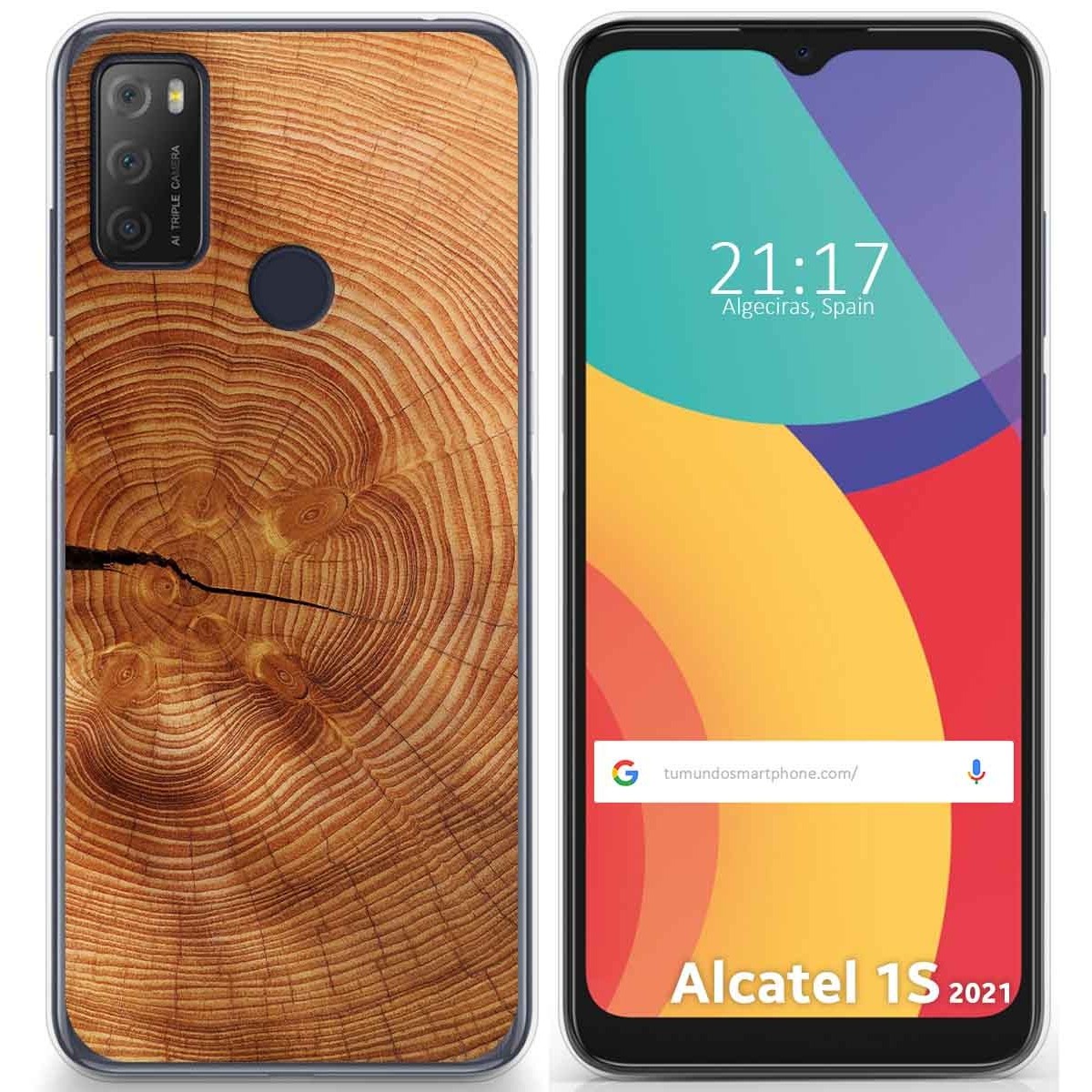 Funda Gel Tpu para Alcatel 1S 2021 / 3L 2021 diseño Madera 04 Dibujos