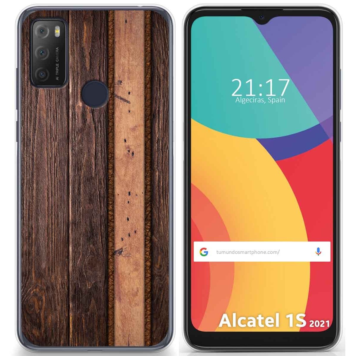 Funda Gel Tpu para Alcatel 1S 2021 / 3L 2021 diseño Madera 05 Dibujos