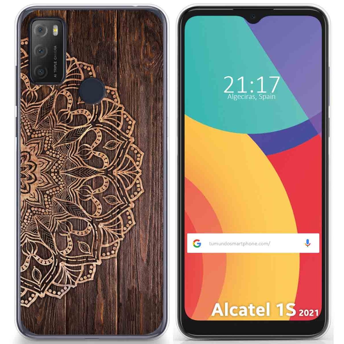 Funda Gel Tpu para Alcatel 1S 2021 / 3L 2021 diseño Madera 06 Dibujos