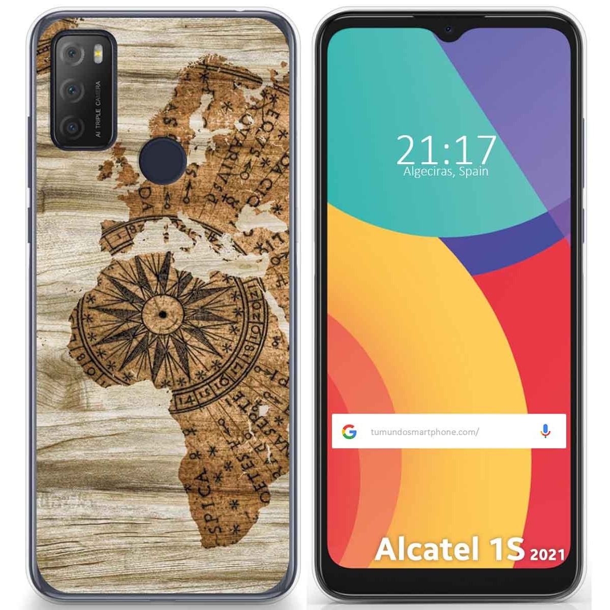 Funda Gel Tpu para Alcatel 1S 2021 / 3L 2021 diseño Madera 07 Dibujos