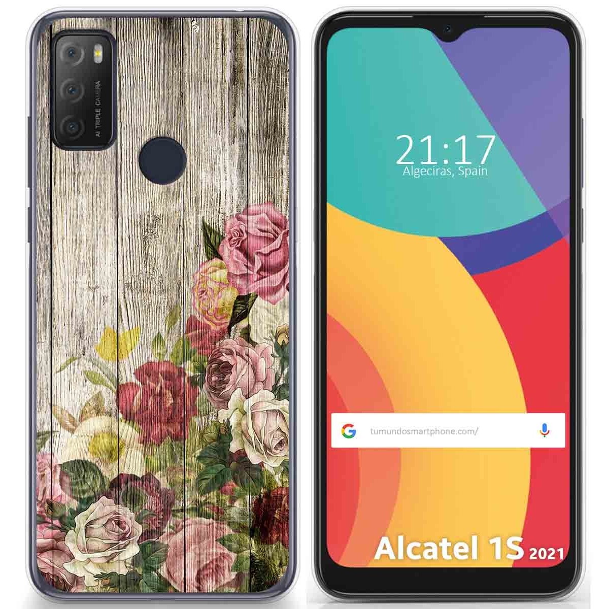 Funda Gel Tpu para Alcatel 1S 2021 / 3L 2021 diseño Madera 08 Dibujos