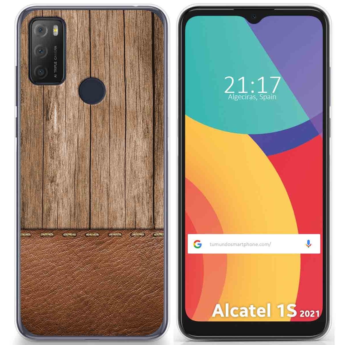 Funda Gel Tpu para Alcatel 1S 2021 / 3L 2021 diseño Madera 09 Dibujos