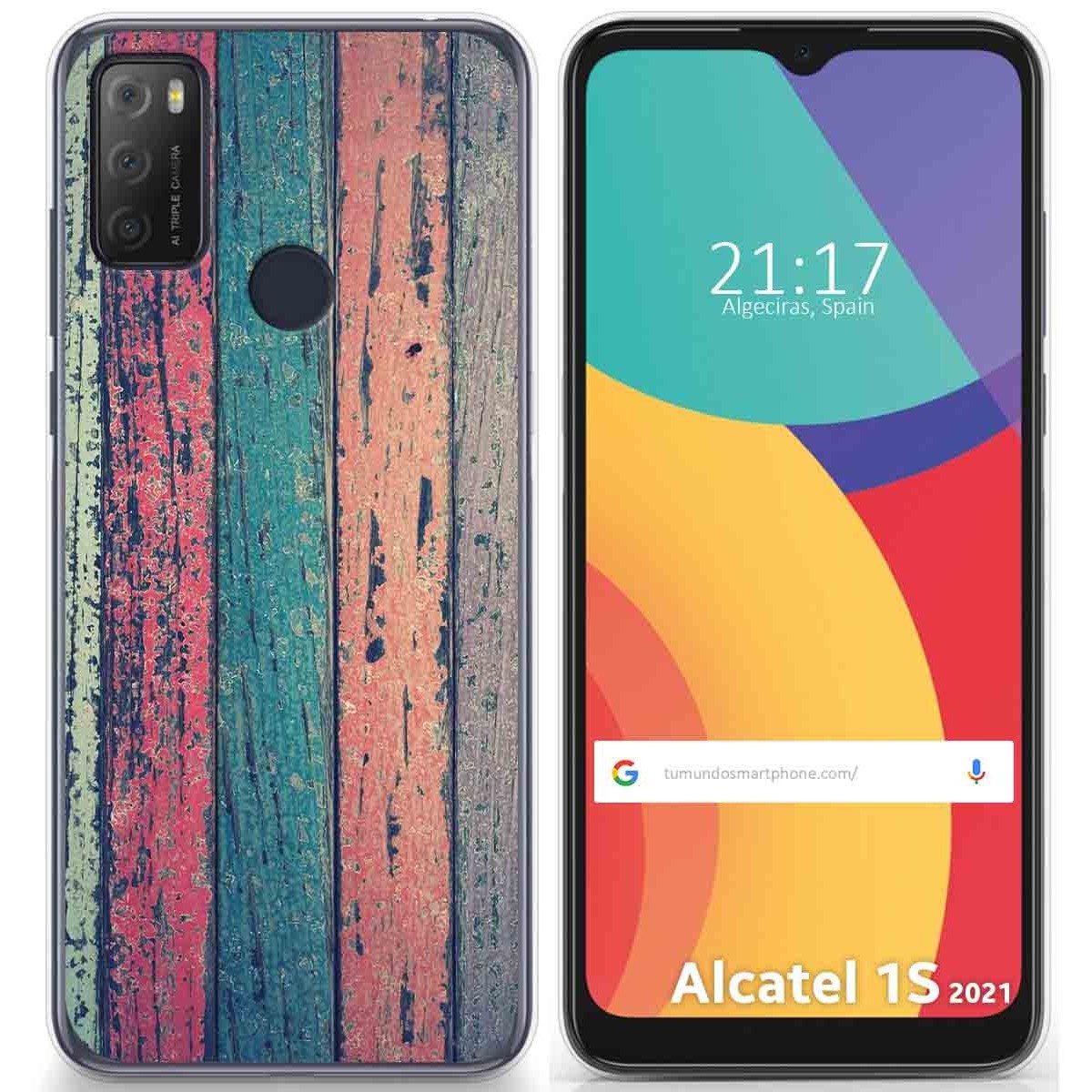 Funda Gel Tpu para Alcatel 1S 2021 / 3L 2021 diseño Madera 10 Dibujos