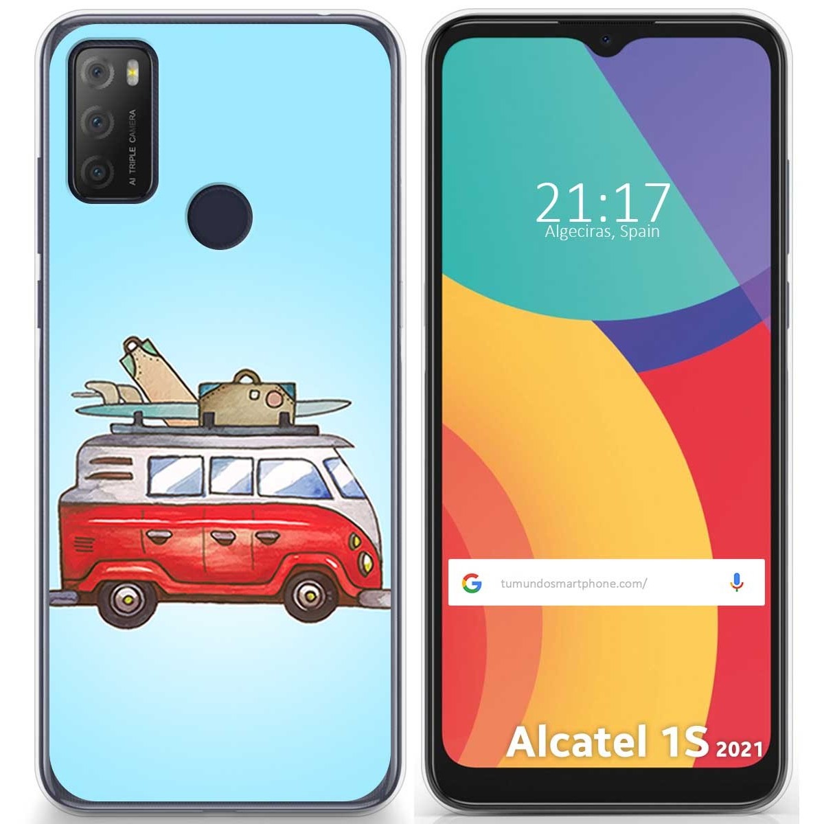 Funda Gel Tpu para Alcatel 1S 2021 / 3L 2021 diseño Furgoneta Dibujos