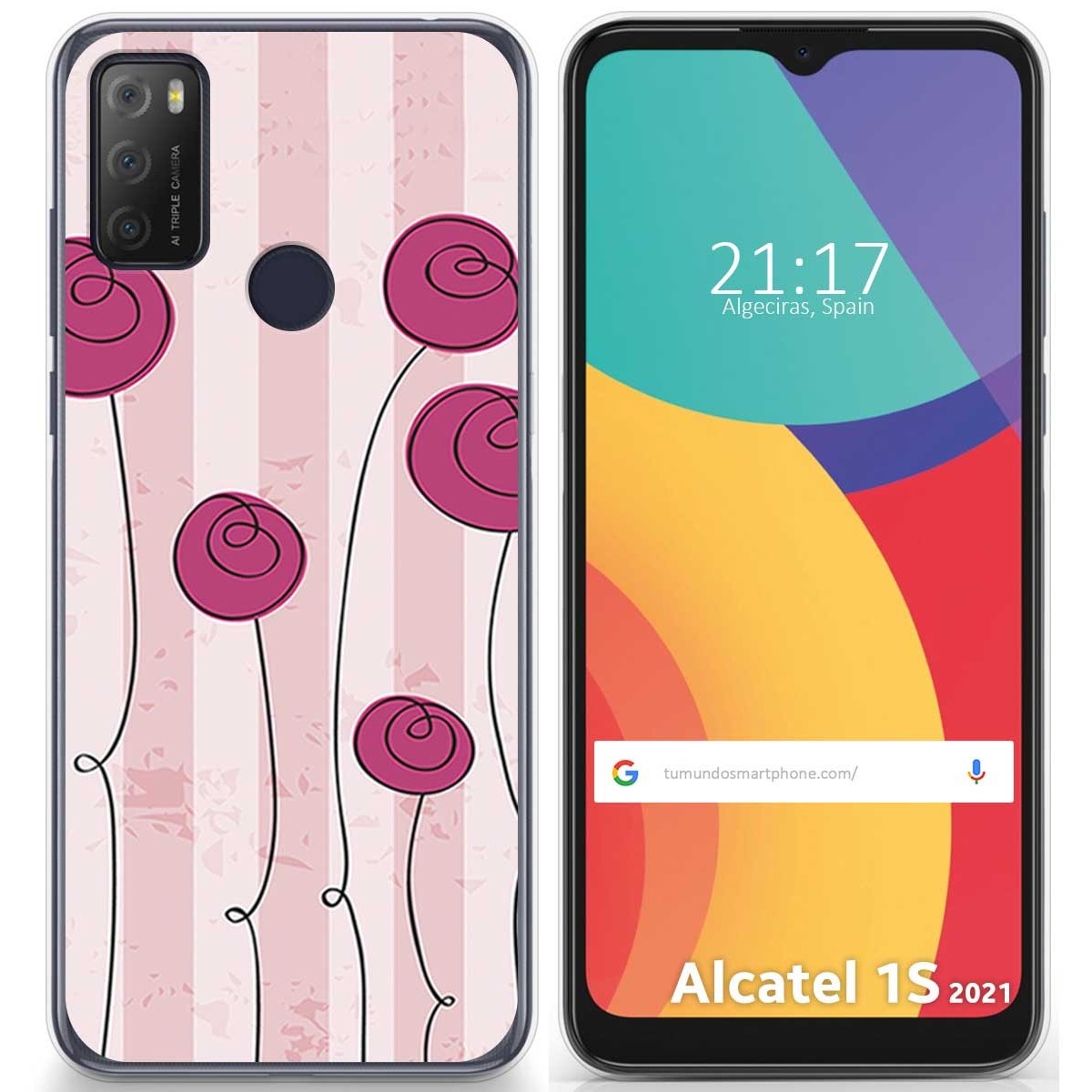 Funda Gel Tpu para Alcatel 1S 2021 / 3L 2021 diseño Flores Vintage Dibujos