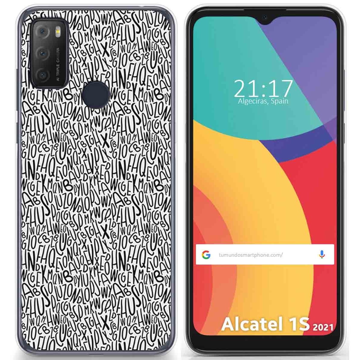 Funda Gel Tpu para Alcatel 1S 2021 / 3L 2021 diseño Letras Dibujos