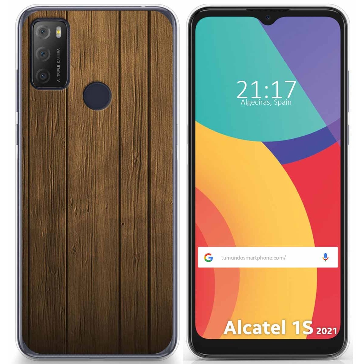 Funda Gel Tpu para Alcatel 1S 2021 / 3L 2021 diseño Madera Dibujos