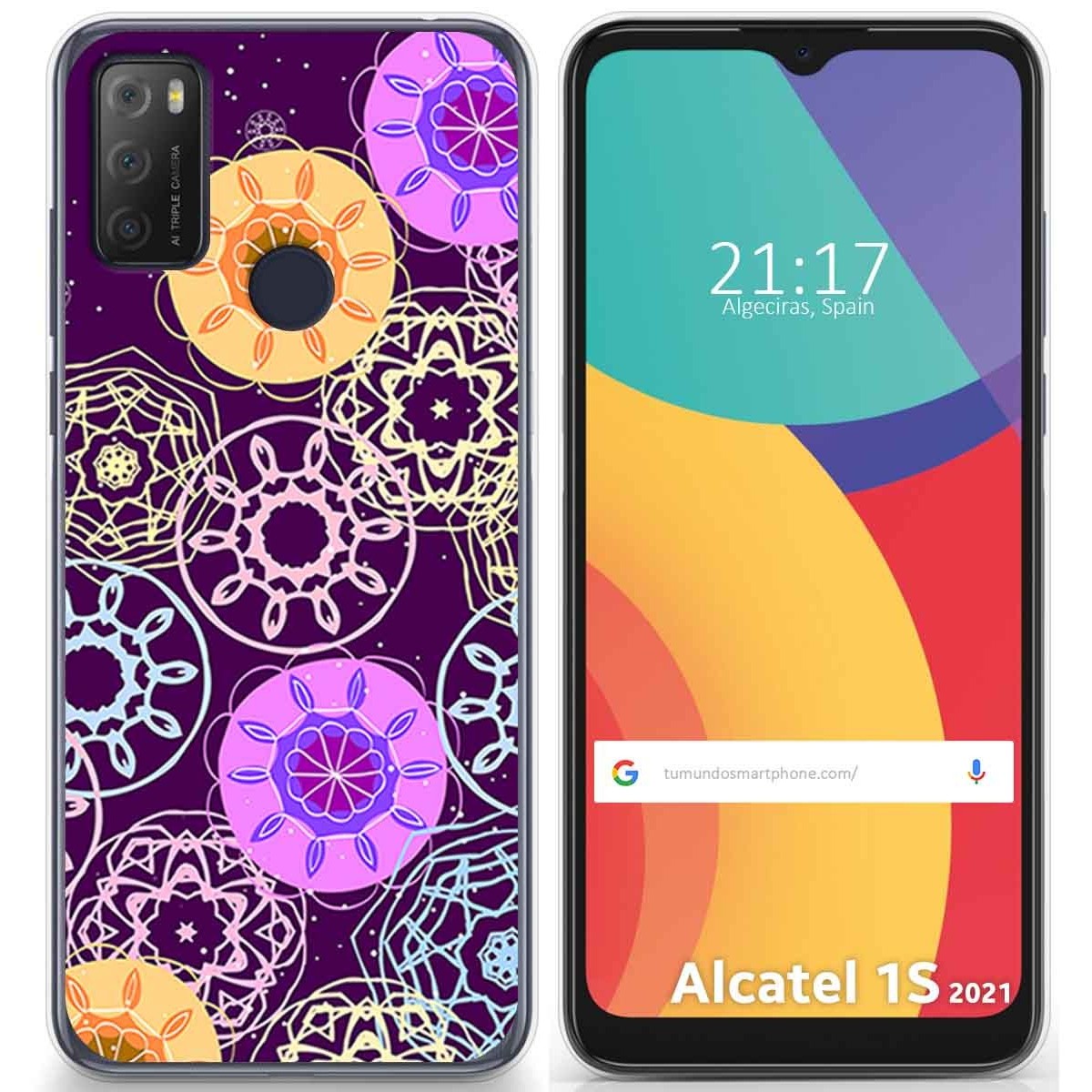 Funda Gel Tpu para Alcatel 1S 2021 / 3L 2021 diseño Radial Dibujos
