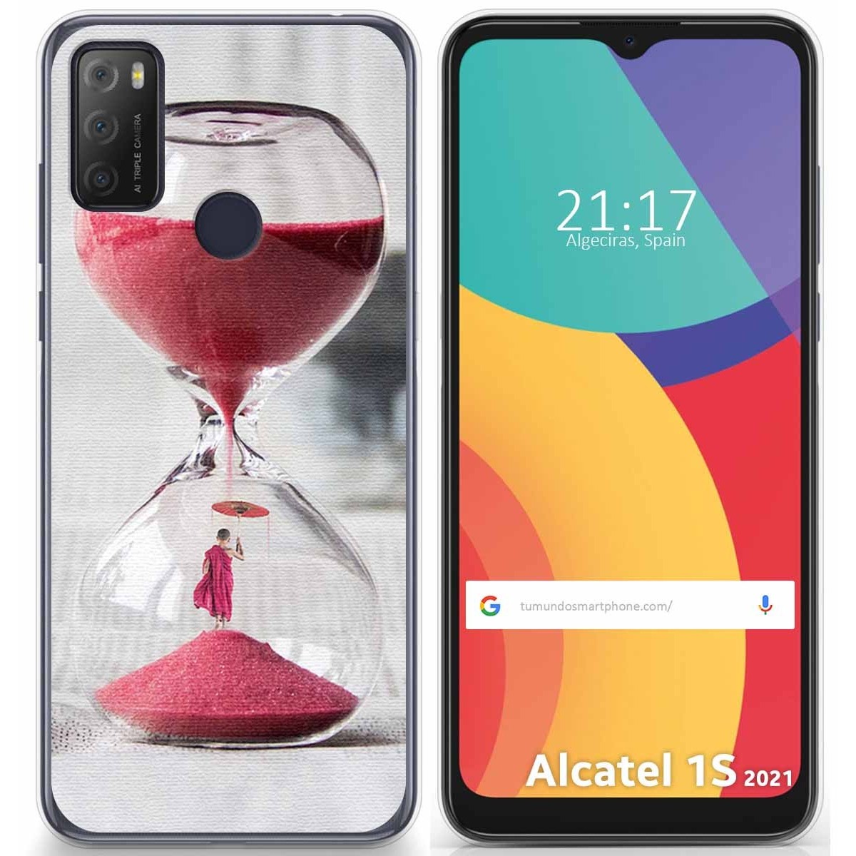 Funda Gel Tpu para Alcatel 1S 2021 / 3L 2021 diseño Reloj Dibujos