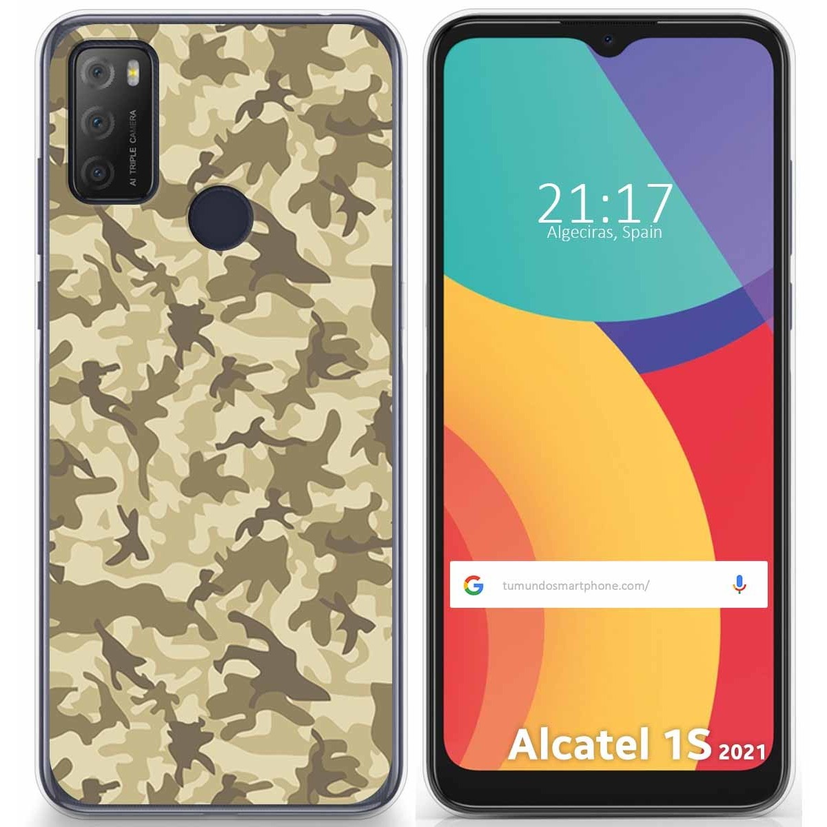 Funda Gel Tpu para Alcatel 1S 2021 / 3L 2021 diseño Sand Camuflaje Dibujos