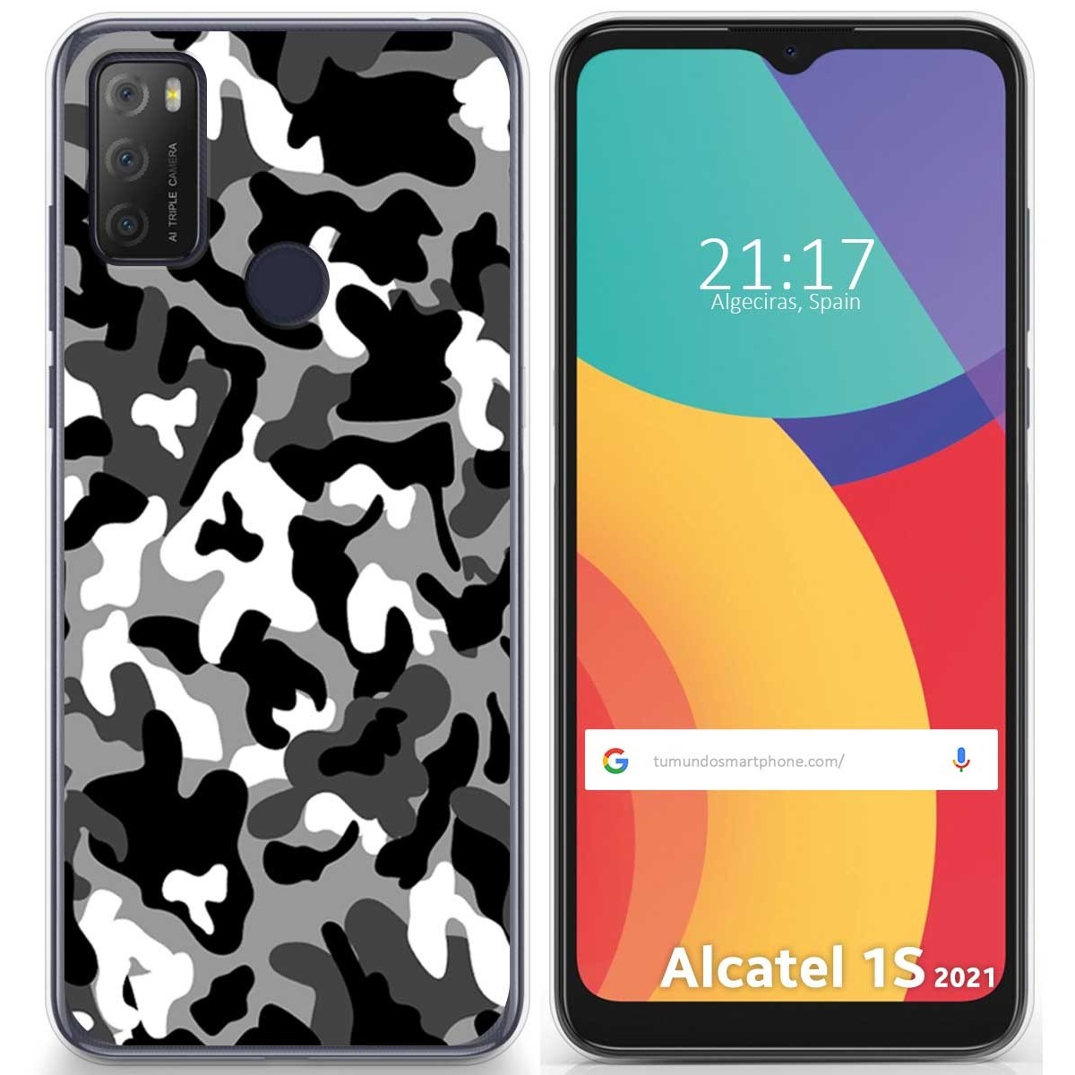 Funda Gel Tpu para Alcatel 1S 2021 / 3L 2021 diseño Snow Camuflaje Dibujos