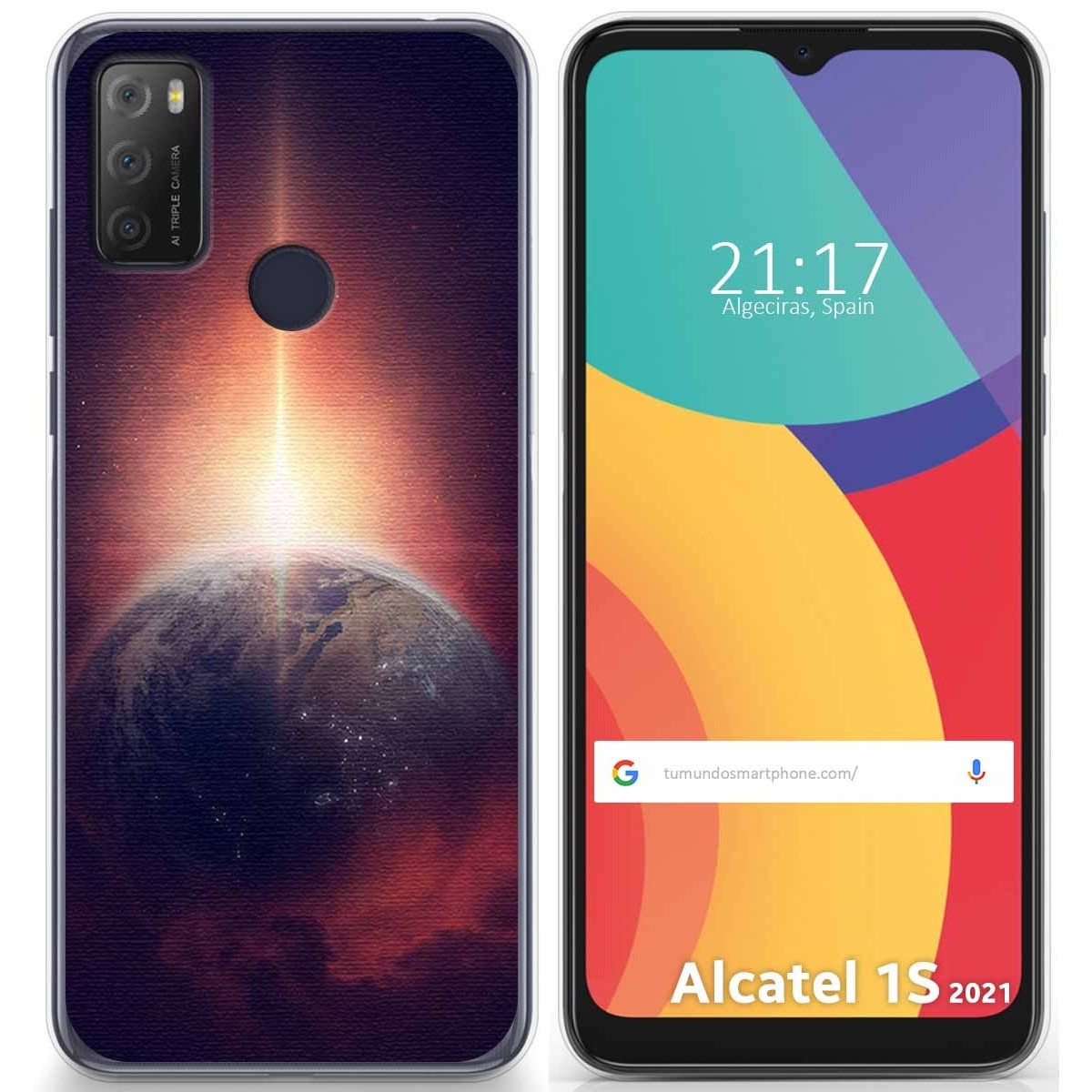 Funda Gel Tpu para Alcatel 1S 2021 / 3L 2021 diseño Tierra Dibujos